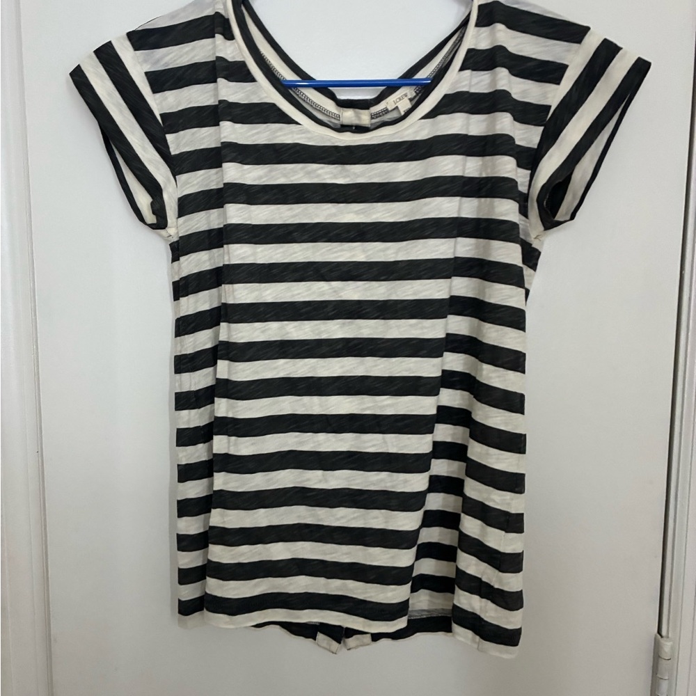 J. Crew Black and White Striped Short Sleeve Tee